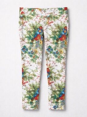 Soft Surroundings White Floral Cropped Leggings